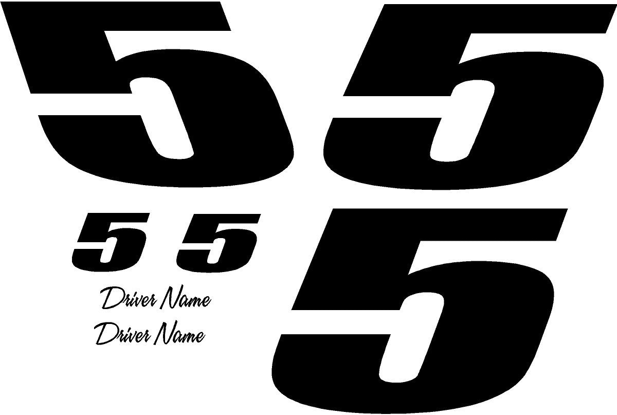 1 color 1 digit race car number vinyl decal kit for race car