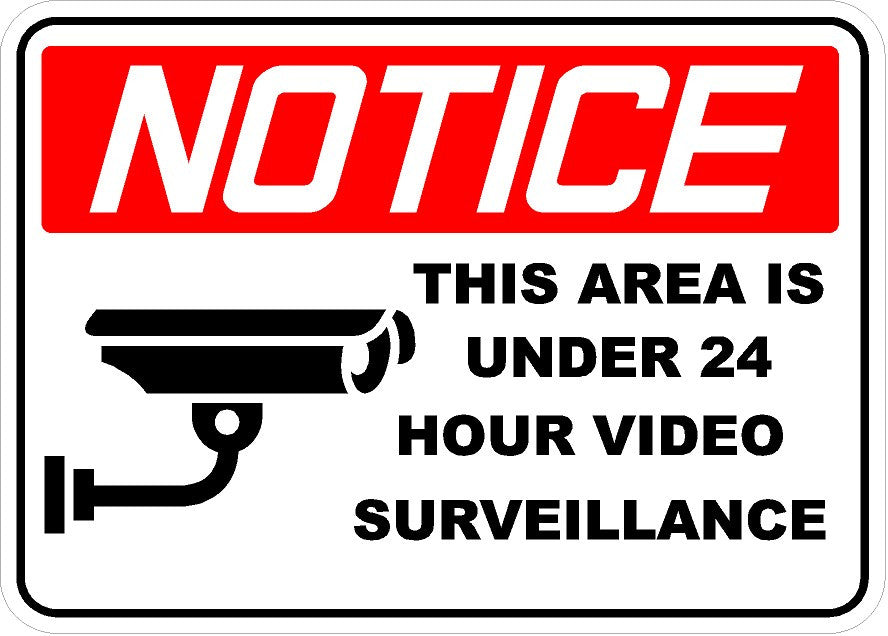 24 hour video surveillance decals
