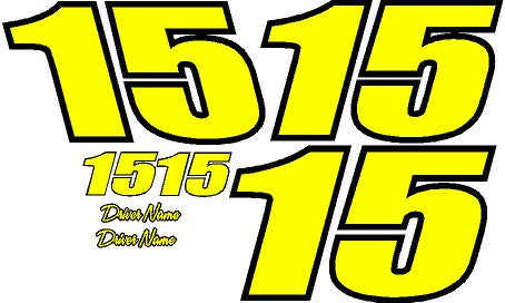 2 color 2 digit racecar numbers vinyl decal kit with drivers name