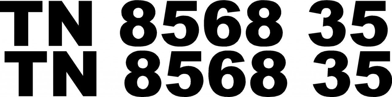 Boat Registration Decal numbers