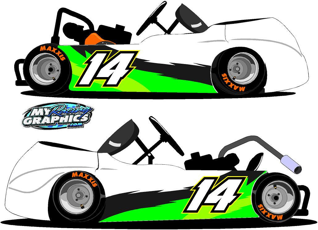 Side Wrap Racing Go Kart Graphics Includes number