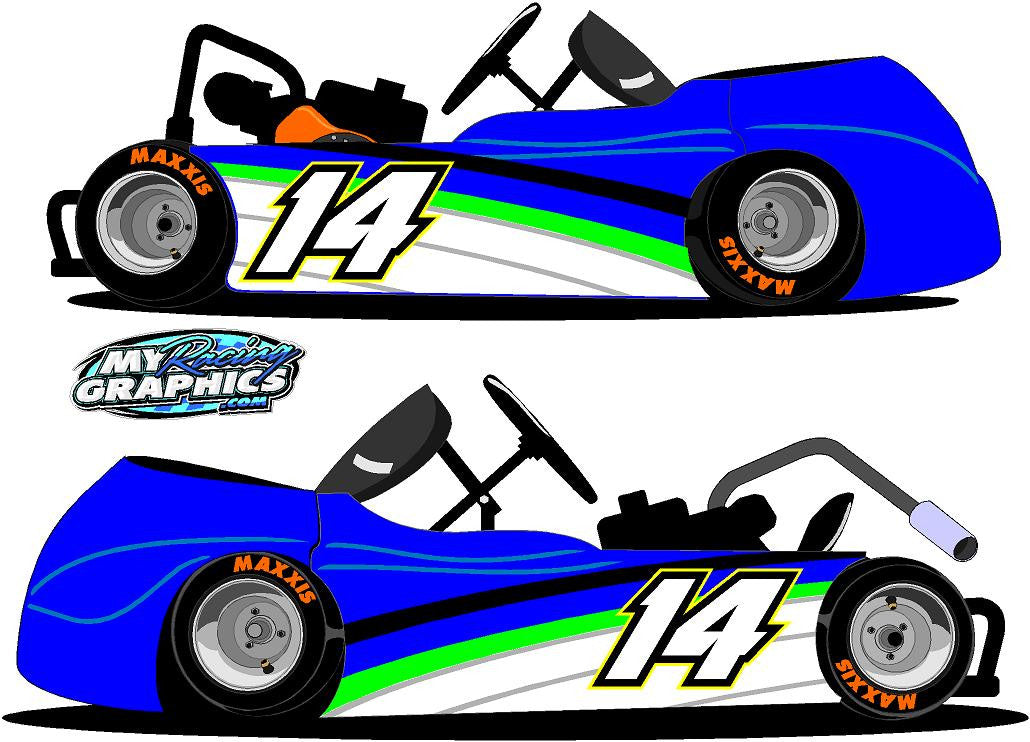 Go Kart Side Wrap Graphic with Numbers decals