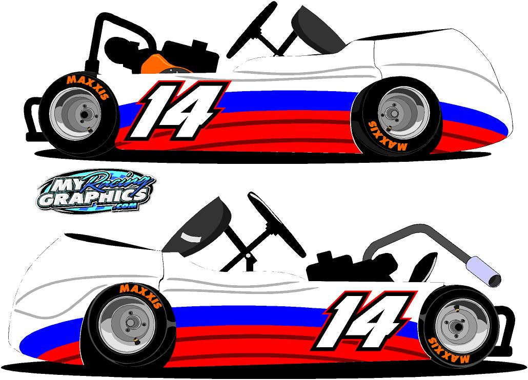 Racing Kart Side Wrap 5 Stickers decals