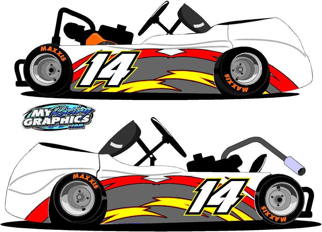 Racing Go Kart Side Wrap 3 with numbers decals