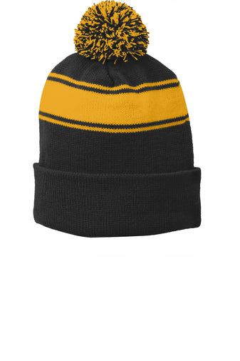 Pom Pom Stripe Beanie Sport Tek