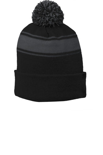 Pom Pom Stripe Beanie Sport Tek