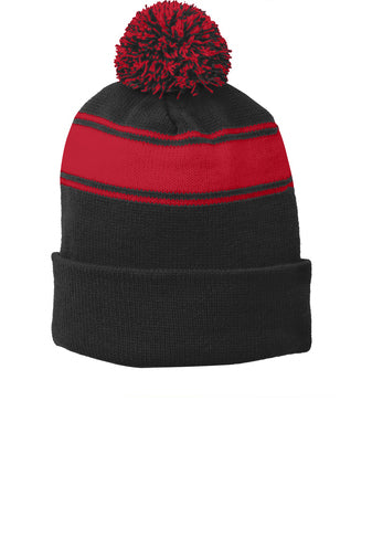 Pom Pom Stripe Beanie Sport Tek