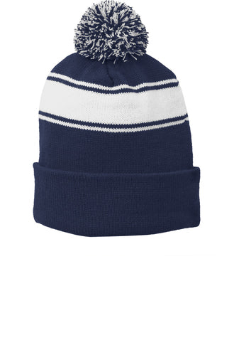 Pom Pom Stripe Beanie Sport Tek