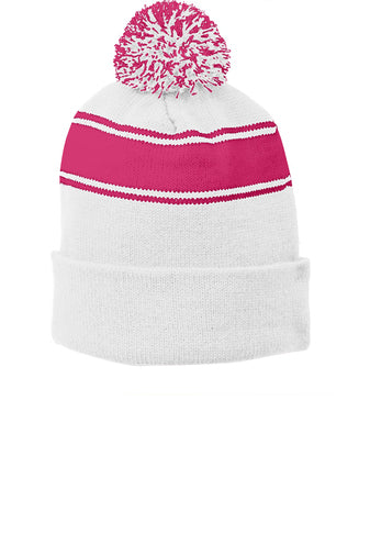 Pom Pom Stripe Beanie Sport Tek