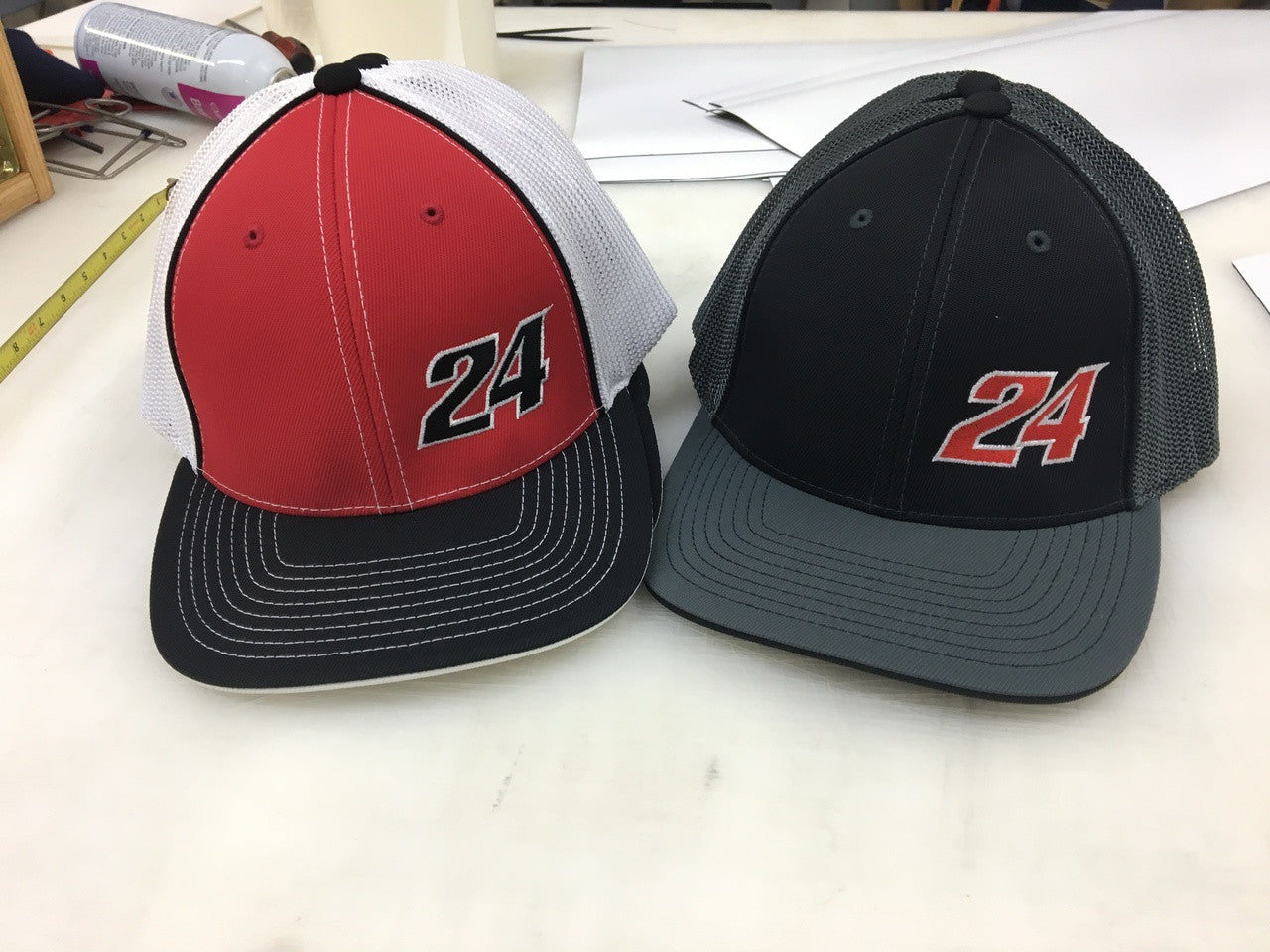 Mesh Back Fitted Caps with racing number 24