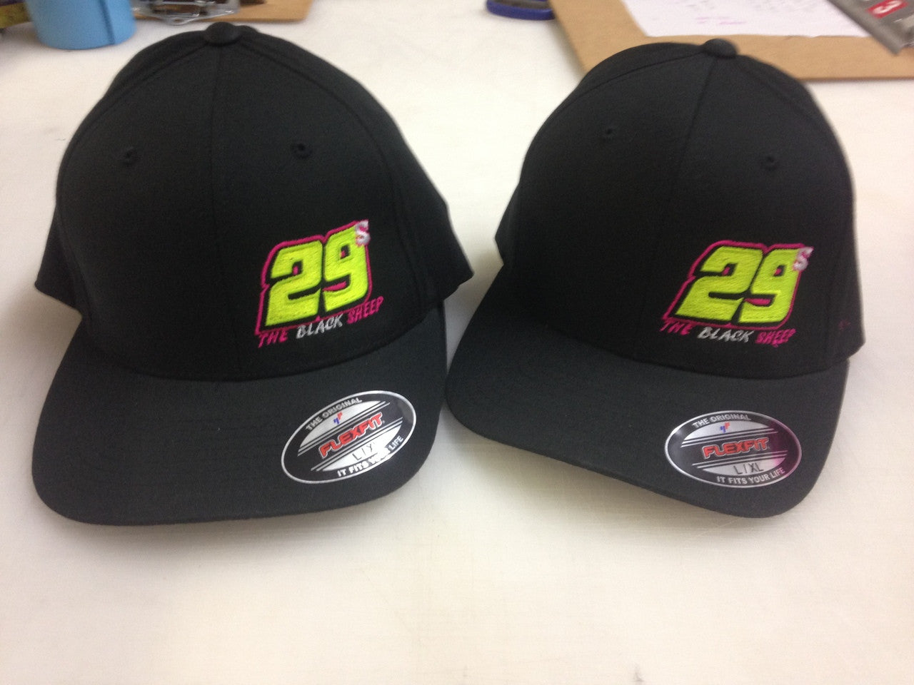 Flex Fit Black 29 racing embroidery caps