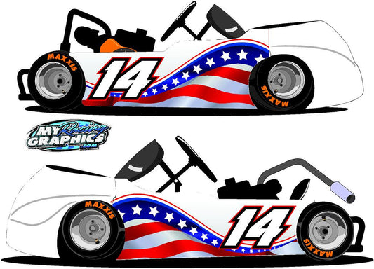 American Flag Racing Go Kart Side Wrap Graphic